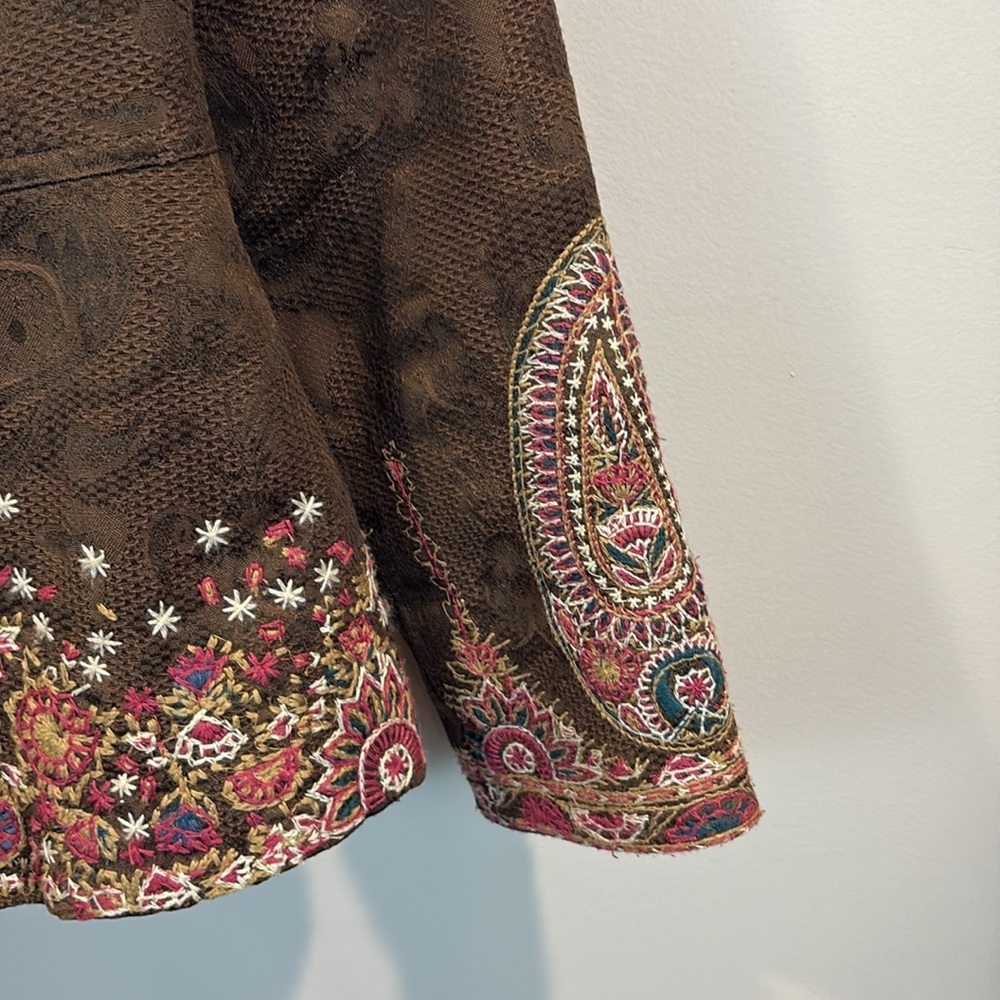 Coldwater Creek Boho Embroidered Paisley Floral Blazer Size 8 - Picture 5 of 12